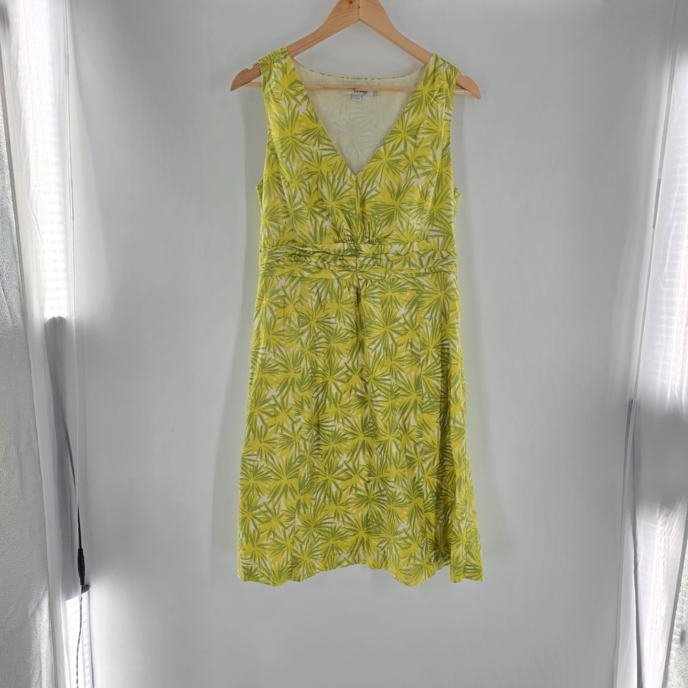 BODEN Womens Sleeveless V-Neck A-Line Dress‎ Lime Floral Sleeveless Size 8